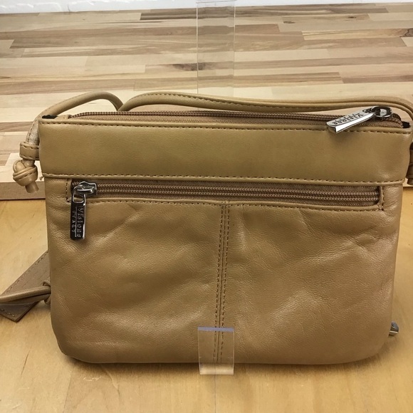 BEIGE Visione Italy leather mini purse crossbody bag tan Italian leather camel - Picture 5 of 15